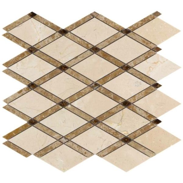 Crema Marfil | 1 sq. ft. Imperial Woodland Blend Beige Marble Polished Mosaic Tile Woodland Crema Marfil Crema Marfil