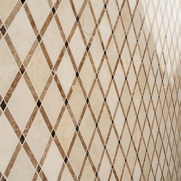 Crema Marfil | 1 sq. ft. Imperial Woodland Blend Beige Marble Polished Mosaic Tile Woodland Crema Marfil Crema Marfil