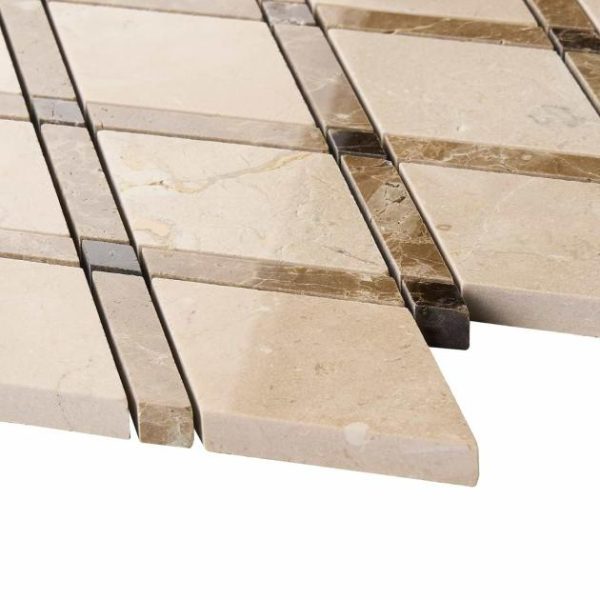 Crema Marfil | 1 sq. ft. Imperial Woodland Blend Beige Marble Polished Mosaic Tile Woodland Crema Marfil Crema Marfil