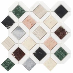 Crema Marfil | 1 sq. ft. Nola Multicolor 2×2 Polished Marble Mosaic Tile Nola Crema Marfil Crema Marfil