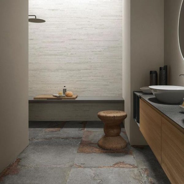 Floor Tiles | 1 sq. ft. Acadia Iron Gray 24×24 Slate Look Matte Porcelain Tile Iron Gray Bathroom Bathroom