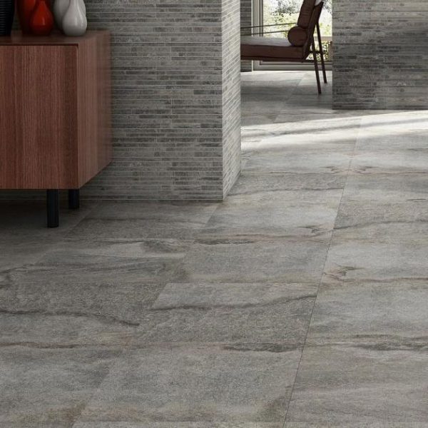 Floor Tiles | 1 sq. ft. Acadia Slate Gray 24×24 Quartz Look Matte Porcelain Tile Slate Gray Bathroom Bathroom