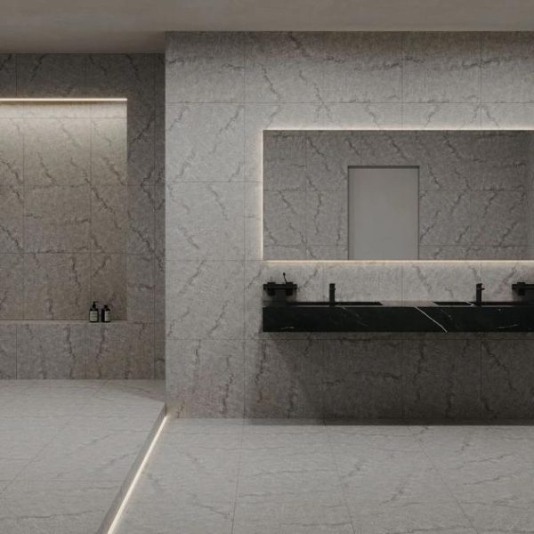 Floor Tiles | 1 sq. ft. Acadia Slate Gray 24×24 Quartz Look Matte Porcelain Tile Slate Gray Bathroom Bathroom