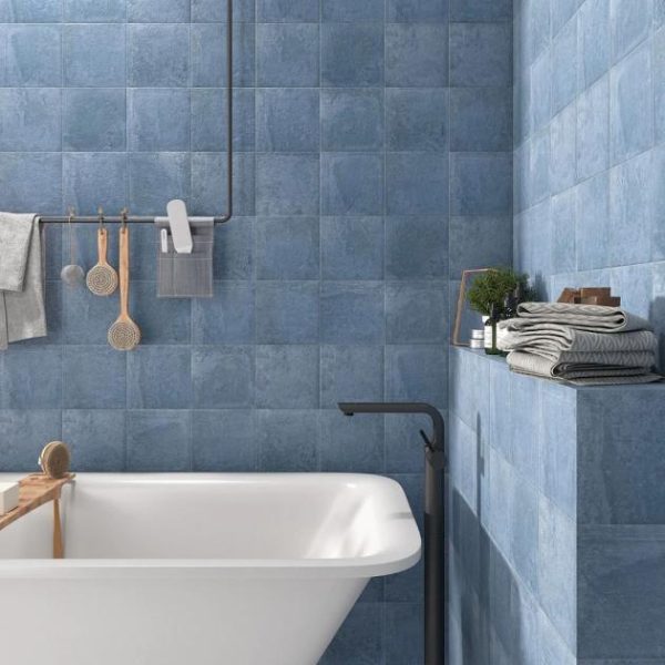 Floor Tiles | 1 sq. ft. Alesso Indigo Blue 8×8 Matte Porcelain Tile Indigo Blue Bathroom Bathroom