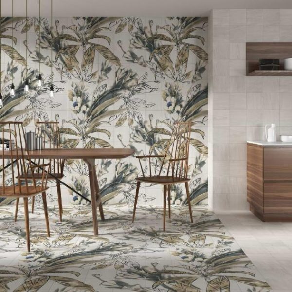 Floor Tiles | 1 sq. ft. Angela Harris Wilder Autumn Leaves Mural 8×8 Matte Porcelain Tile Autumn Backsplash & Kitchen Autumn