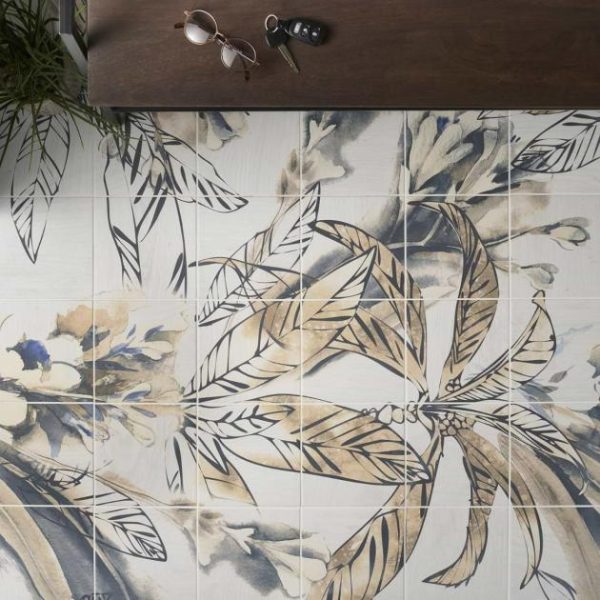 Floor Tiles | 1 sq. ft. Angela Harris Wilder Autumn Leaves Mural 8×8 Matte Porcelain Tile Autumn Backsplash & Kitchen Autumn