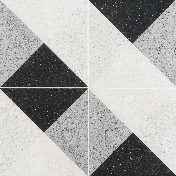 Floor Tiles | 1 sq. ft. Art Geo Terrazzo Deco Charcoal Gray 8×8 Matte Porcelain Tile: Pattern 2 Deco Charcoal Bathroom Bathroom