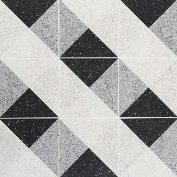 Floor Tiles | 1 sq. ft. Art Geo Terrazzo Deco Charcoal Gray 8×8 Matte Porcelain Tile: Pattern 2 Deco Charcoal Bathroom Bathroom