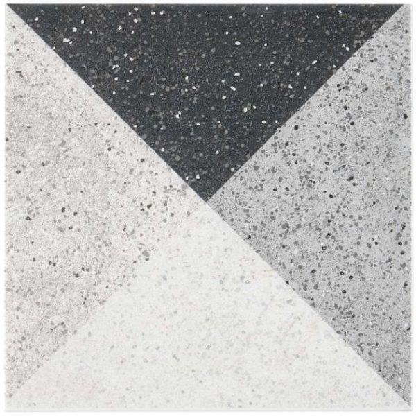 Floor Tiles | 1 sq. ft. Art Geo Terrazzo Deco Charcoal Gray 8×8 Matte Porcelain Tile: Pattern 2 Deco Charcoal Bathroom Bathroom