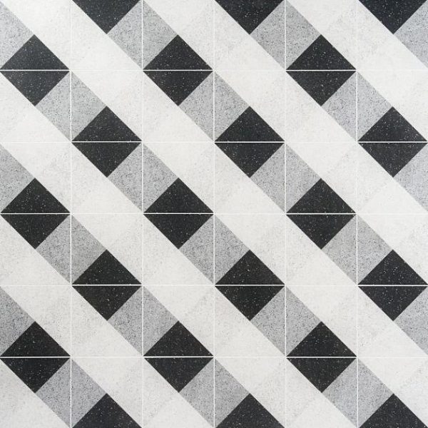 Floor Tiles | 1 sq. ft. Art Geo Terrazzo Deco Charcoal Gray 8×8 Matte Porcelain Tile: Pattern 2 Deco Charcoal Bathroom Bathroom