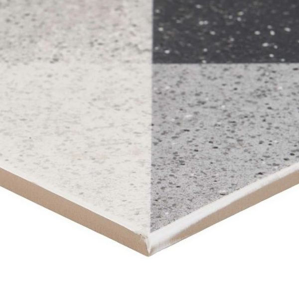 Floor Tiles | 1 sq. ft. Art Geo Terrazzo Deco Charcoal Gray 8×8 Matte Porcelain Tile: Pattern 2 Deco Charcoal Bathroom Bathroom