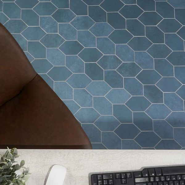 Floor Tiles | 1 sq. ft. Bond Indio Blue Foliage Matte Porcelain Mosaic Tile Indio Backsplash & Kitchen Backsplash & Kitchen