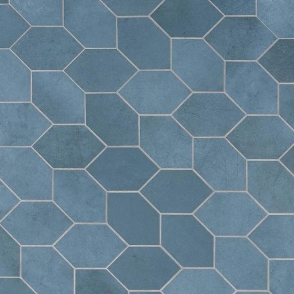 Floor Tiles | 1 sq. ft. Bond Indio Blue Foliage Matte Porcelain Mosaic Tile Indio Backsplash & Kitchen Backsplash & Kitchen