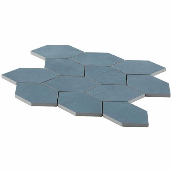 Floor Tiles | 1 sq. ft. Bond Indio Blue Foliage Matte Porcelain Mosaic Tile Indio Backsplash & Kitchen Backsplash & Kitchen