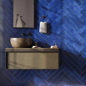 Floor Tiles | 1 sq. ft. Cavallo Poseidon Blue 3×18 Glossy Porcelain Subway Tile Poseidon Bathroom Bathroom