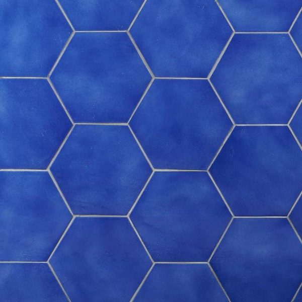 Floor Tiles | 1 sq. ft. Cavallo Poseidon Blue 7″ Hexagon Glossy Porcelain Tile Poseidon Bathroom Bathroom