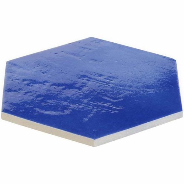 Floor Tiles | 1 sq. ft. Cavallo Poseidon Blue 7″ Hexagon Glossy Porcelain Tile Poseidon Bathroom Bathroom