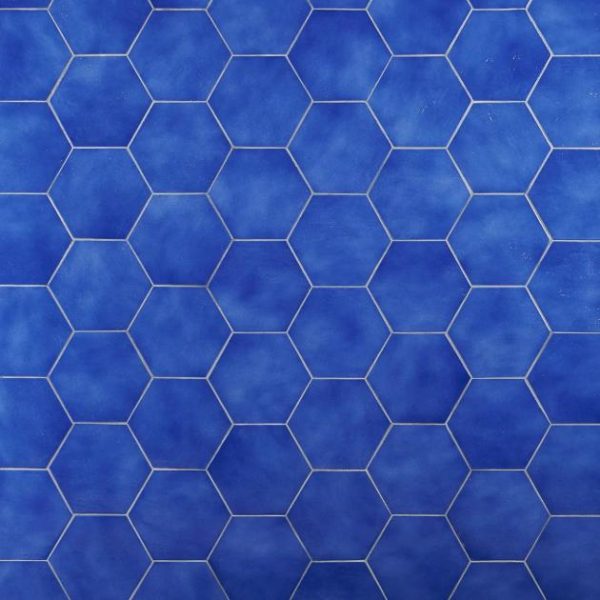 Floor Tiles | 1 sq. ft. Cavallo Poseidon Blue 7″ Hexagon Glossy Porcelain Tile Poseidon Bathroom Bathroom