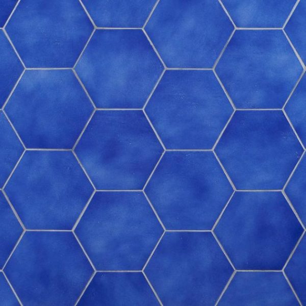 Floor Tiles | 1 sq. ft. Cavallo Poseidon Blue 7″ Hexagon Glossy Porcelain Tile Poseidon Bathroom Bathroom