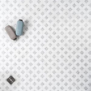 Floor Tiles | 1 sq. ft. Cleopatra Diamond Truffle White Terrazzo and Bianco White Marble Polished Mosaic Tile Truffle White Backsplash & Kitchen Backsplash & Kitchen