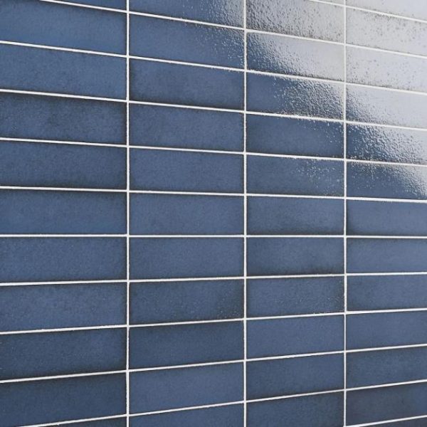 Floor Tiles | 1 sq. ft. Color One Steel Blue 2×8 Glossy Lava Stone Tile Steel Blue Backsplash & Kitchen Backsplash & Kitchen