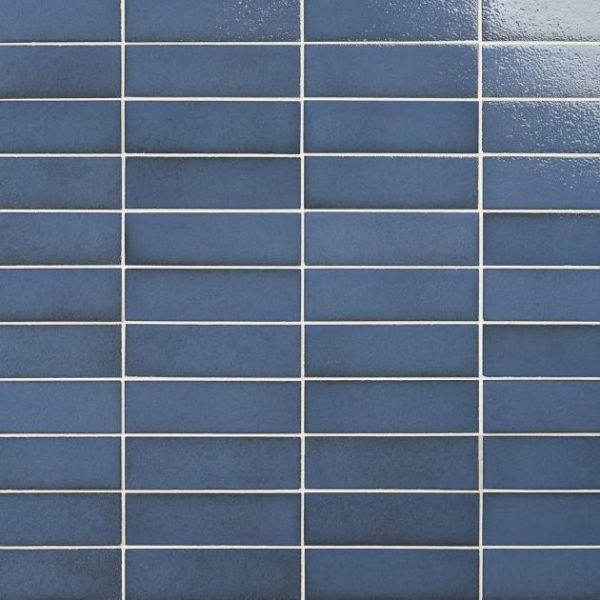 Floor Tiles | 1 sq. ft. Color One Steel Blue 2×8 Glossy Lava Stone Tile Steel Blue Backsplash & Kitchen Backsplash & Kitchen