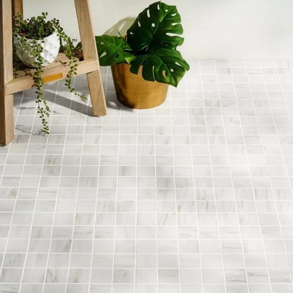 Floor Tiles | 1 sq. ft. DreamStone Dolomite Snow 2×2 Matte Porcelain Mosaic 2X2 Matte Backsplash & Kitchen 2X2 Matte