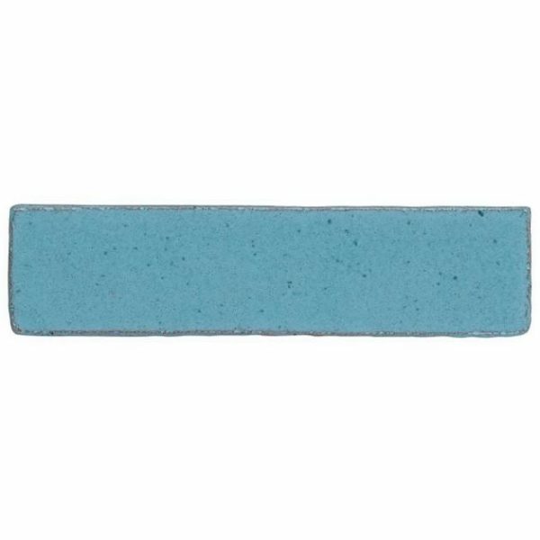 Floor Tiles | 1 sq. ft. Emery Blue 2×8 Handmade Crackled Glossy Terracotta Subway Tile Blue Backsplash & Kitchen Backsplash & Kitchen