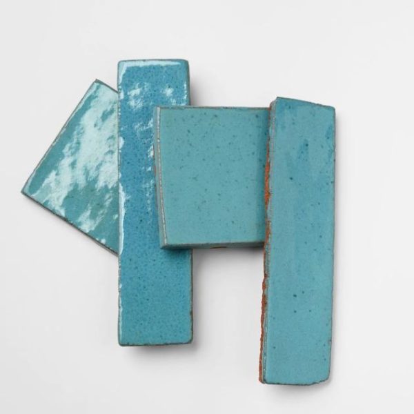 Floor Tiles | 1 sq. ft. Emery Blue 2×8 Handmade Crackled Glossy Terracotta Subway Tile Blue Backsplash & Kitchen Backsplash & Kitchen