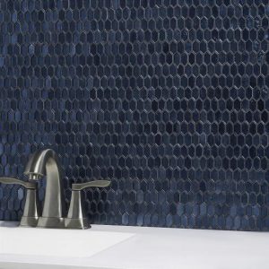 Floor Tiles | 1 sq. ft. Flicker Metallic Midnight Blue 1/4″ x 1″ Polished Glass Mosaic Tile Midnight Backsplash & Kitchen Backsplash & Kitchen