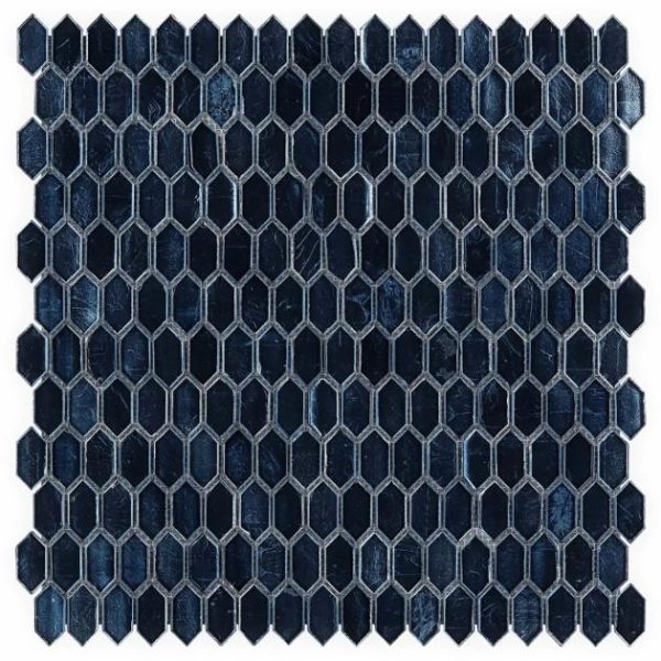 Floor Tiles | 1 sq. ft. Flicker Metallic Midnight Blue 1/4″ x 1″ Polished Glass Mosaic Tile Midnight Backsplash & Kitchen Backsplash & Kitchen