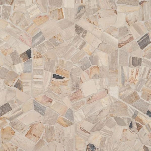 Floor Tiles | 1 sq. ft. Fossil 10″ Hexagon Petrified Stone Mosaic Hexagon Bathroom Bathroom