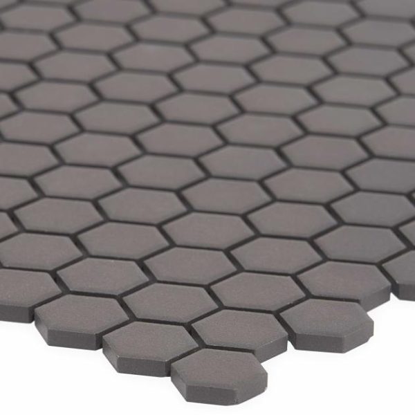 Floor Tiles | 1 sq. ft. Level Black 1″ Hexagon Matte Porcelain Tile Black Hexagon Bathroom Bathroom