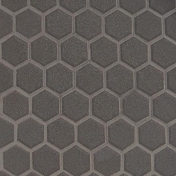 Floor Tiles | 1 sq. ft. Level Black 1″ Hexagon Matte Porcelain Tile Black Hexagon Bathroom Bathroom