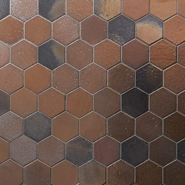 Floor Tiles | 1 sq. ft. Magma Hexagon Bronze 3″ Polished Lava Stone Mosaic Tile Hexagon Backsplash & Kitchen Backsplash & Kitchen