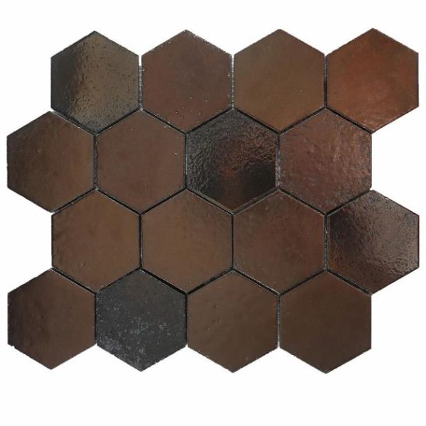 Floor Tiles | 1 sq. ft. Magma Hexagon Bronze 3″ Polished Lava Stone Mosaic Tile Hexagon Backsplash & Kitchen Backsplash & Kitchen