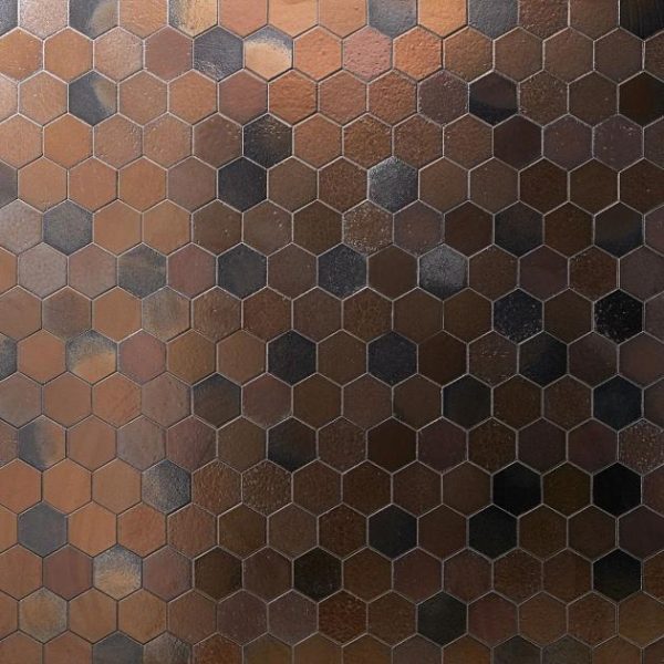 Floor Tiles | 1 sq. ft. Magma Hexagon Bronze 3″ Polished Lava Stone Mosaic Tile Hexagon Backsplash & Kitchen Backsplash & Kitchen