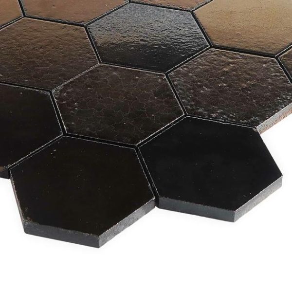 Floor Tiles | 1 sq. ft. Magma Hexagon Bronze 3″ Polished Lava Stone Mosaic Tile Hexagon Backsplash & Kitchen Backsplash & Kitchen