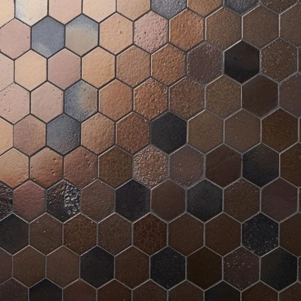 Floor Tiles | 1 sq. ft. Magma Hexagon Bronze 3″ Polished Lava Stone Mosaic Tile Hexagon Backsplash & Kitchen Backsplash & Kitchen