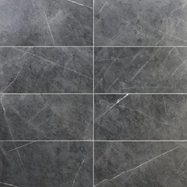 Floor Tiles | 1 sq. ft. Marble Tech Amani Gray 12×24 Matte Porcelain Tile Dark Gray Matte Bathroom Bathroom