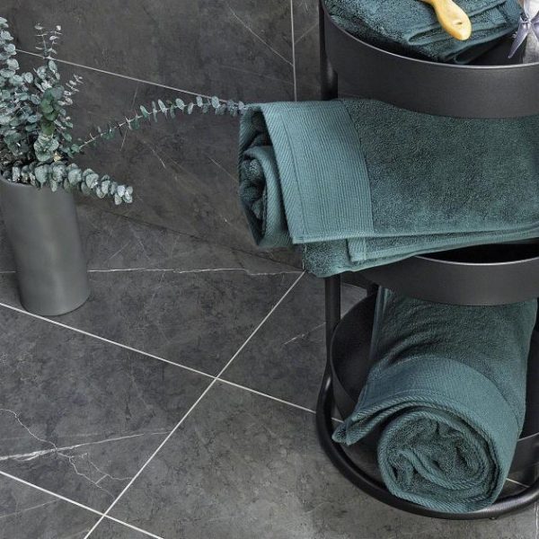 Floor Tiles | 1 sq. ft. Marble Tech Amani Gray 12×24 Matte Porcelain Tile Dark Gray Matte Bathroom Bathroom