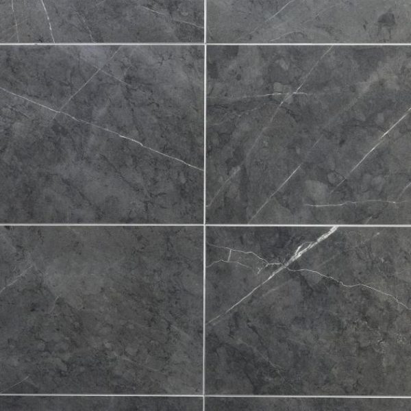 Floor Tiles | 1 sq. ft. Marble Tech Amani Gray 12×24 Matte Porcelain Tile Dark Gray Matte Bathroom Bathroom