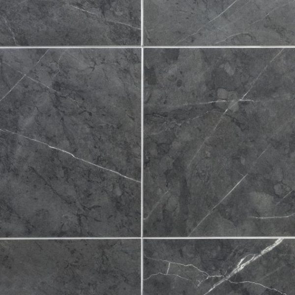 Floor Tiles | 1 sq. ft. Marble Tech Amani Gray 12×24 Matte Porcelain Tile Dark Gray Matte Bathroom Bathroom