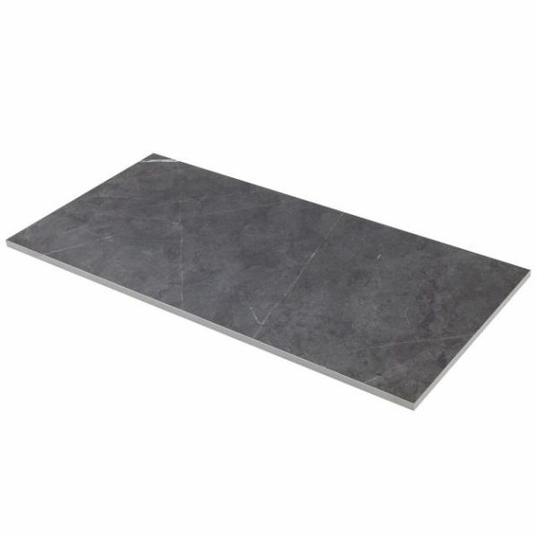 Floor Tiles | 1 sq. ft. Marble Tech Amani Gray 12×24 Matte Porcelain Tile Dark Gray Matte Bathroom Bathroom