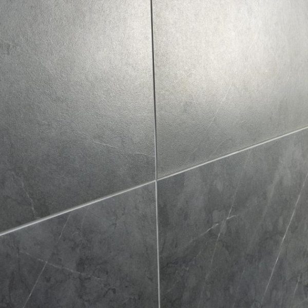 Floor Tiles | 1 sq. ft. Marble Tech Amani Gray 12×24 Matte Porcelain Tile Dark Gray Matte Bathroom Bathroom