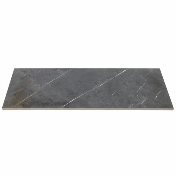 Floor Tiles | 1 sq. ft. Marble Tech Amani Gray 12×24 Polished Porcelain Tile Dark Gray Polished Bathroom Bathroom