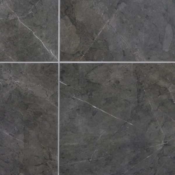 Floor Tiles | 1 sq. ft. Marble Tech Amani Gray 12×24 Polished Porcelain Tile Dark Gray Polished Bathroom Bathroom