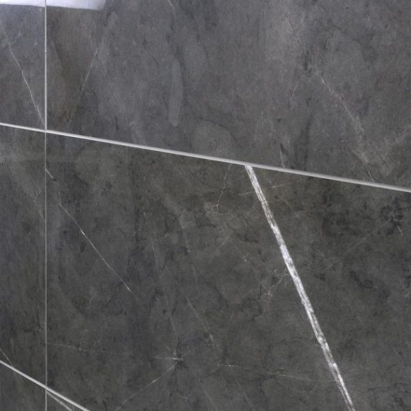 Floor Tiles | 1 sq. ft. Marble Tech Amani Gray 12×24 Polished Porcelain Tile Dark Gray Polished Bathroom Bathroom