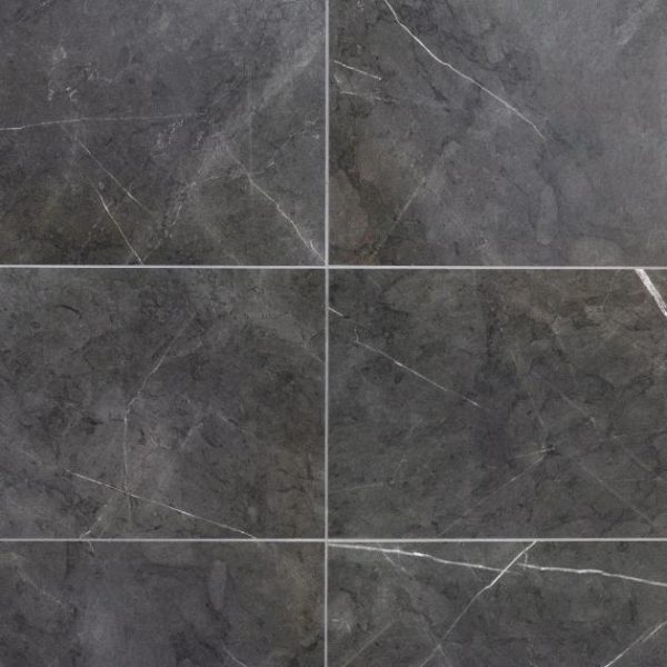 Floor Tiles | 1 sq. ft. Marble Tech Amani Gray 12×24 Polished Porcelain Tile Dark Gray Polished Bathroom Bathroom