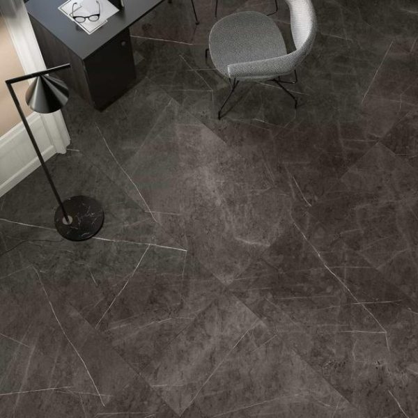 Floor Tiles | 1 sq. ft. Marble Tech Amani Gray 12×24 Polished Porcelain Tile Dark Gray Polished Bathroom Bathroom